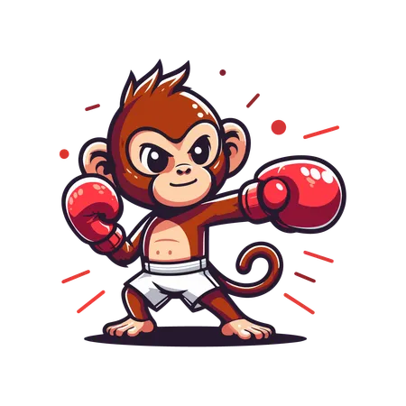 Mono juega como boxeador campeón  Ilustración