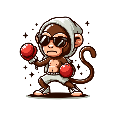 Mono participa en combate de box  Ilustración