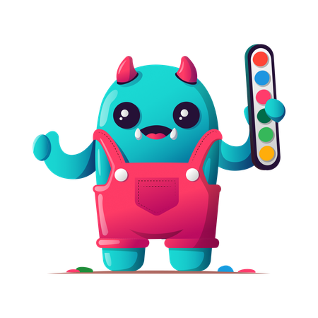 Monster holding color palette  Illustration