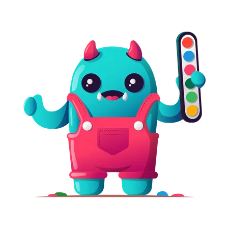 Monster holding color palette  Illustration