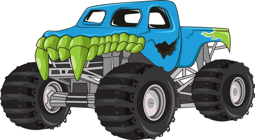 Monster Truck Character Vector Illustration Illustration