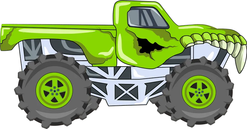 Monster Truck Character Vector Illustration Illustration