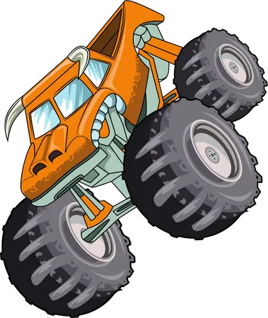 Monster Truck On The Hill Vector Illustration Illustration