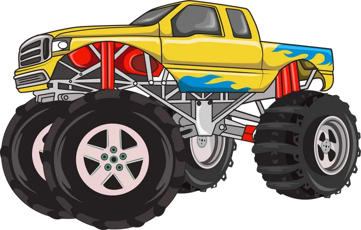 Monster Truck On The Mud Vector Illustration イラスト