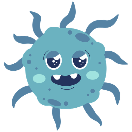 Monstro germe azul sorridente  Ilustração