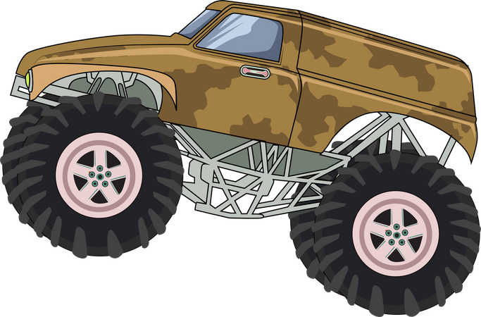 Caminhão grande monstro na lama  Ilustração