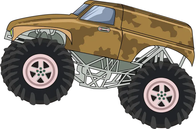 Caminhão grande monstro na lama  Ilustração