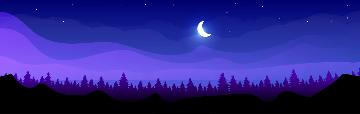 Montagnes la nuit  Illustration