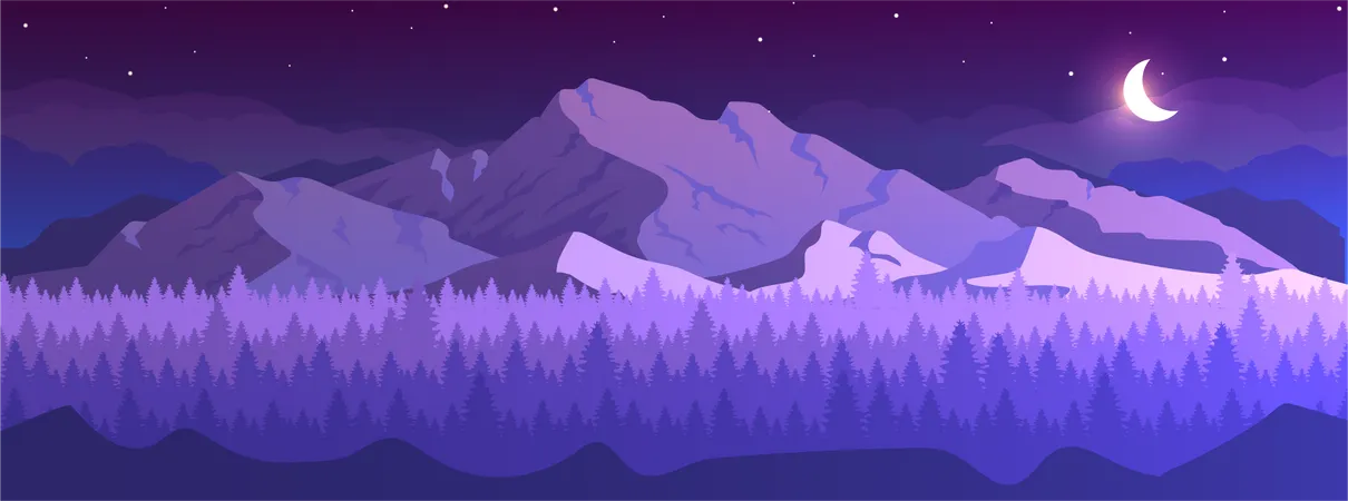 Montagnes la nuit  Illustration