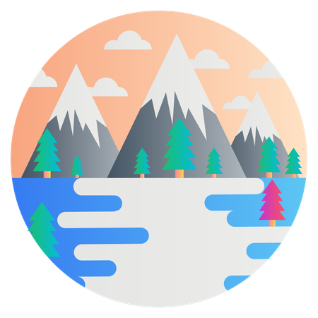 Montain with river  Illustration