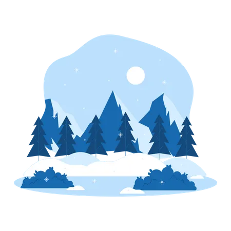 Montanha de inverno  Ilustração