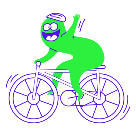Andando en bicicleta, montando la bicicleta  Ilustración
