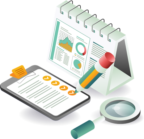 Monthly analyst checklist in business  Illustration