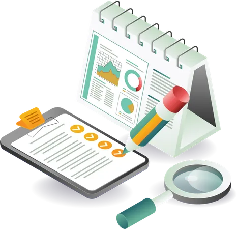 Monthly analyst checklist in business  Illustration