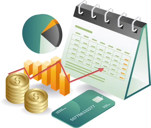 Monthly business financial analysis  Illustration