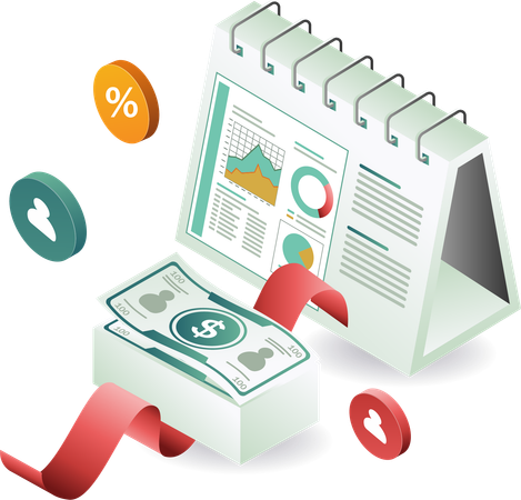 Monthly financial analysis in business  Illustration