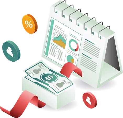 Monthly financial analysis in business  Illustration