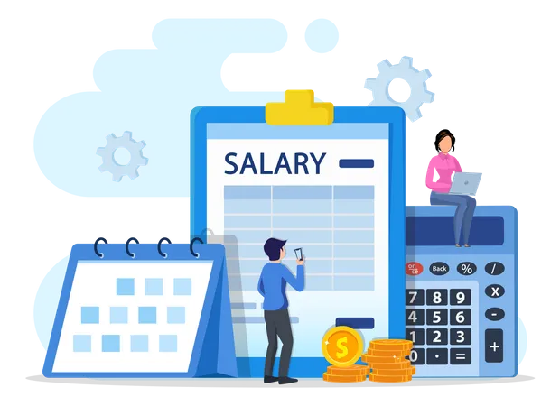 Salary Vector Concept Online Income Calculate And Automatic Payment Calendar Pay Date Employee Wages Concept 일러스트레이션