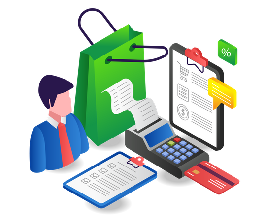 Monthly shopping bill calculation  Illustration