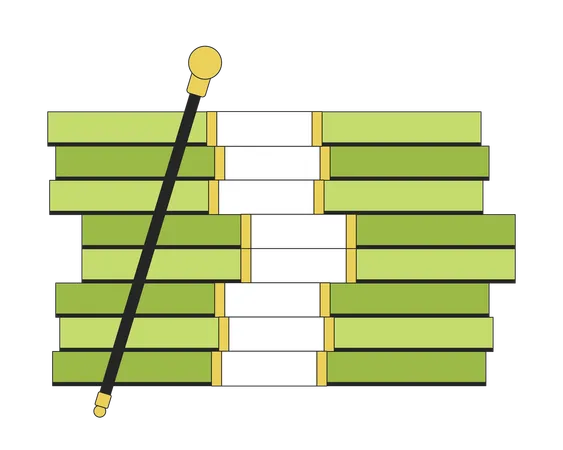 Montón de dinero y bastón  Ilustración