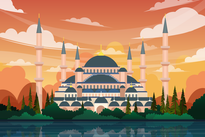 Monumento de la mezquita en estambul  Ilustración