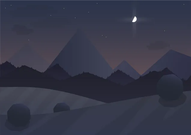 Moon shining at night  Illustration