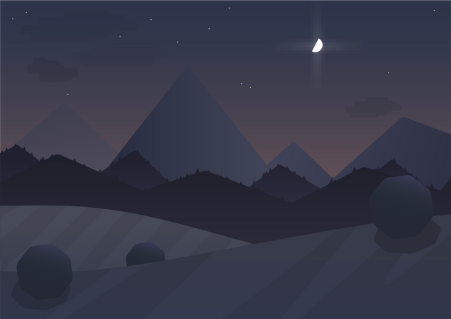 Moon shining at night  Illustration