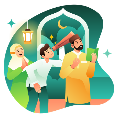 Moonsighting for Ramadan  Illustration