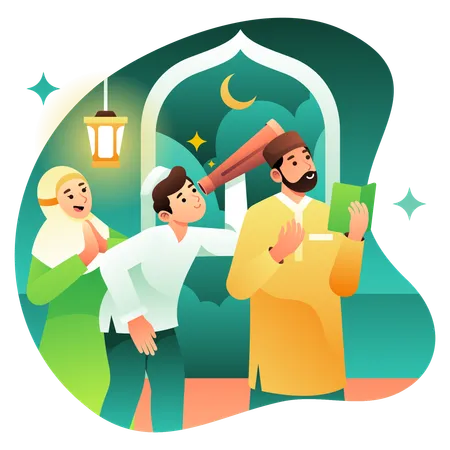 An Illustration Of Moonsighting For Ramadan Illustration
