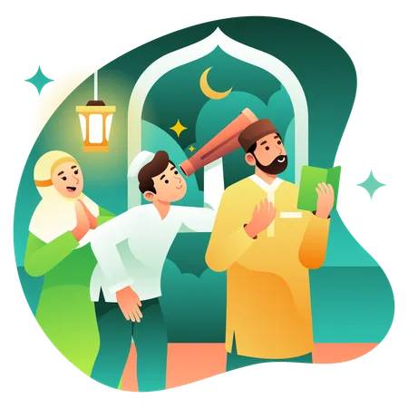 Moonsighting for Ramadan  Illustration