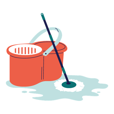 Mop and Bucket  Illustration