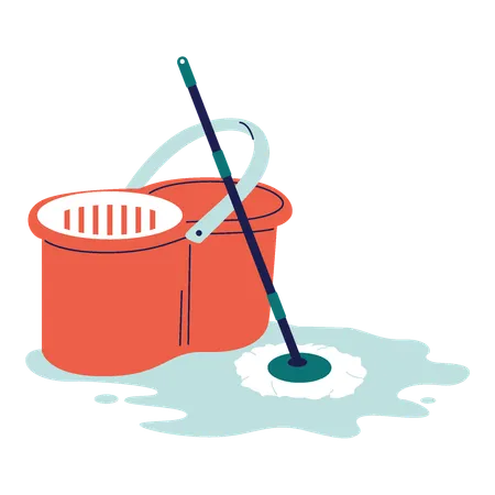 Mop and Bucket  Illustration