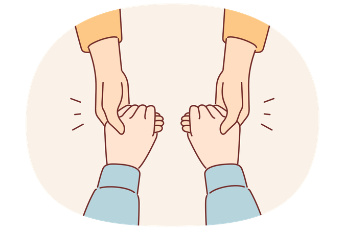 Moral support for friend in trouble and with people holding hands while apologizing  Illustration