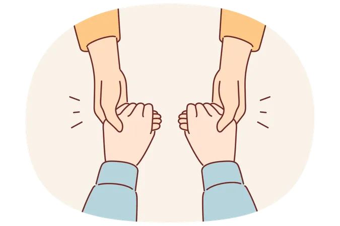 Moral support for friend in trouble and with people holding hands while apologizing  Illustration