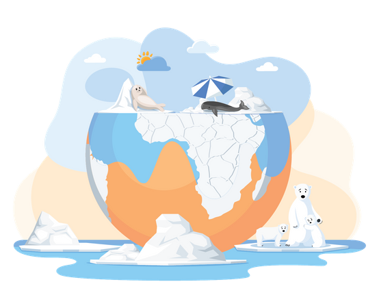 Morceau de glace fondant dans la région polaire  Illustration
