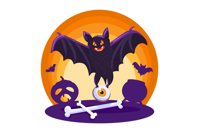Morcego assustador  Ilustração