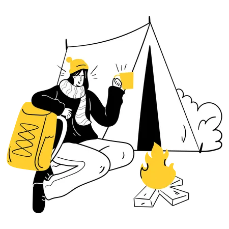 Morning Coffee in the Wild  Illustration