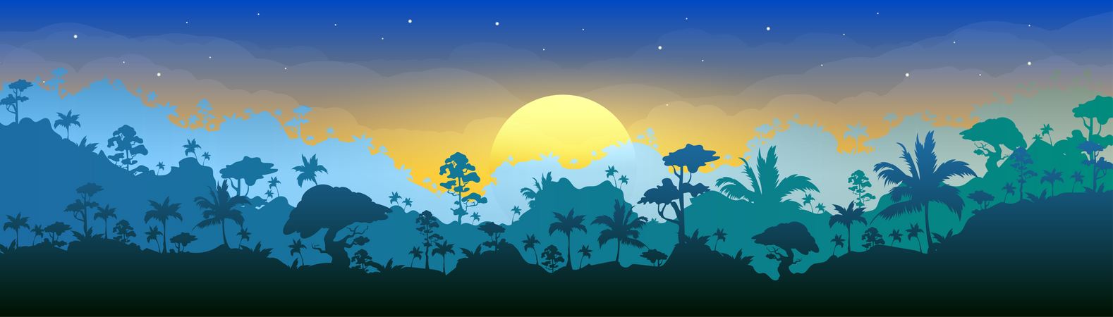 Morning Forest Scenery  Illustration