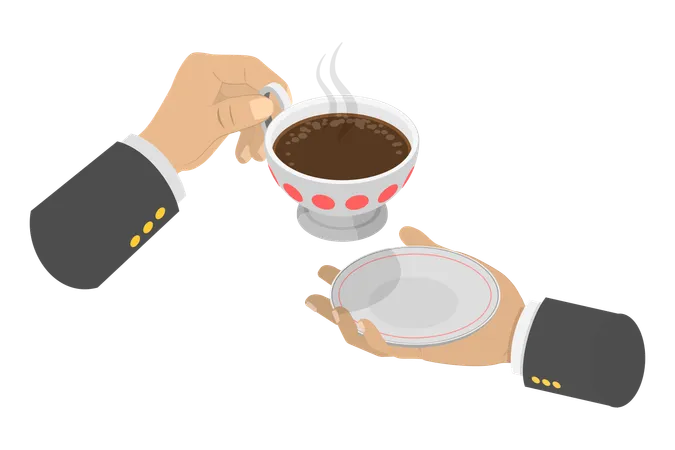 3 D Isometric Flat Vector Illustration Of Tea Time Morning Hot Drink Illustration