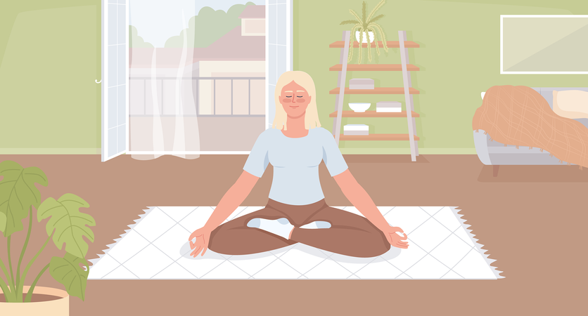 Morning meditation for self healing Illustration
