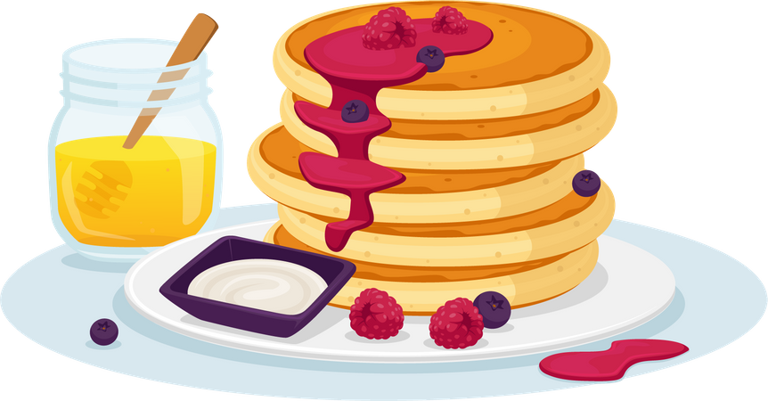 Morning pancake for breakfast Illustration