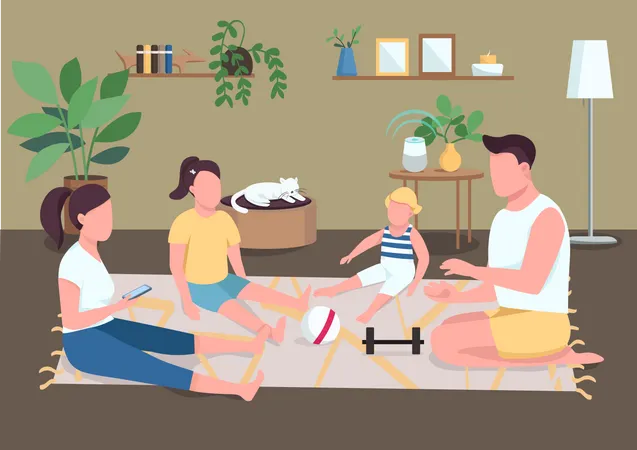 Morning routine for parents and children  Illustration