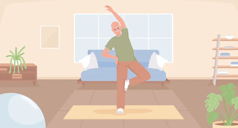 Morning stretches for elderly  Illustration