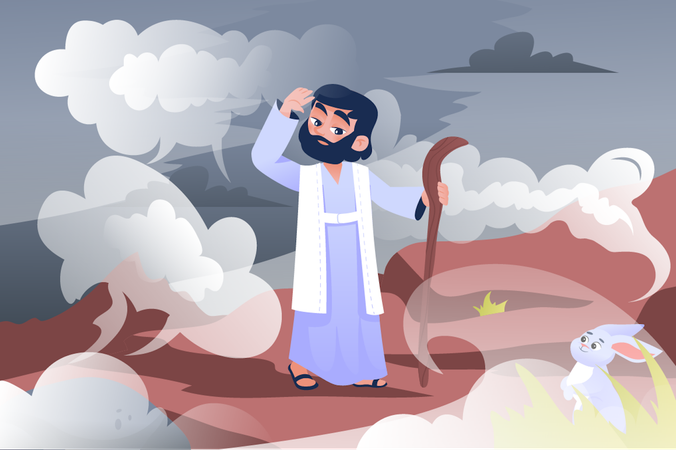 Moses climbed the mountain  Illustration