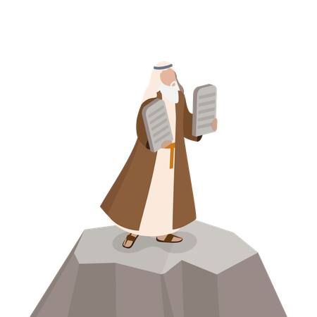Moses with tablet of law of god  Illustration