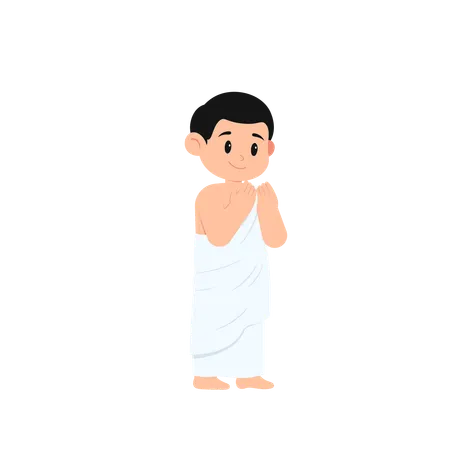 Moslem Boy Hajj Praying  Illustration