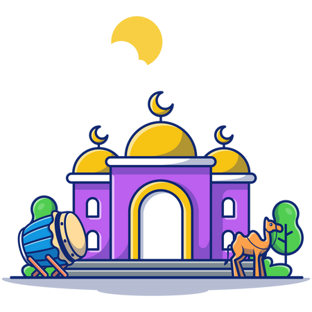 Mosque between desert Illustration