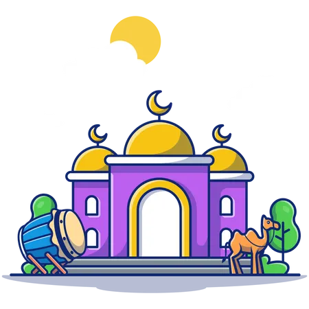 Mosque between desert  Illustration
