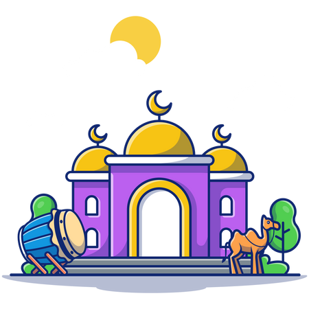 Mosque between desert  Illustration