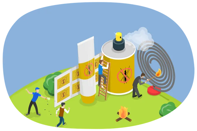 3 D Isometric Flat Vector Conceptual Illustration Of Mosquito Repellent Insect Bite Prevention イラスト